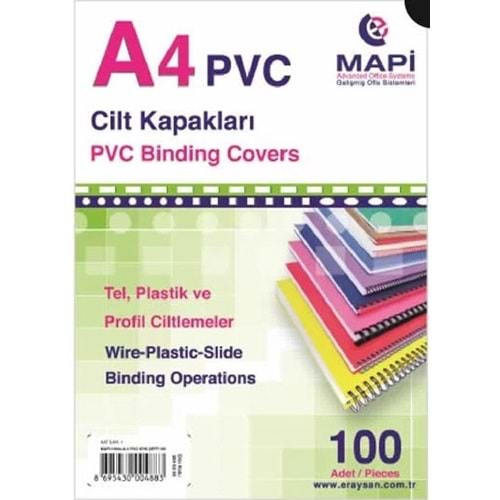 PVC CİLT KAPAK-A4 MAPİ OPAK PKT*100-SİYAH