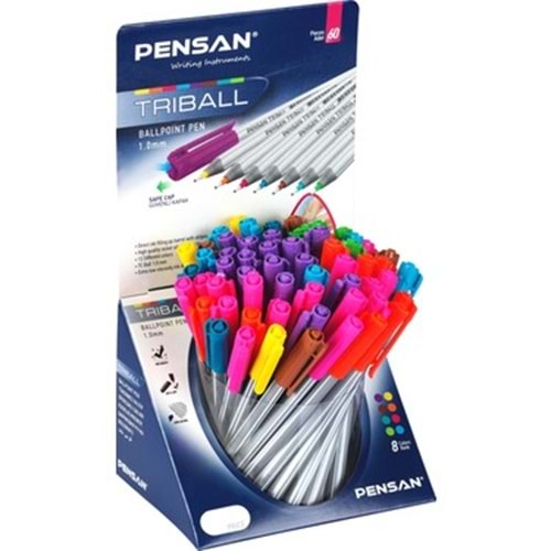 TÜKENMEZ KALEM TRİBALL-PENSAN RENKLİ PKT*60 STANDLI