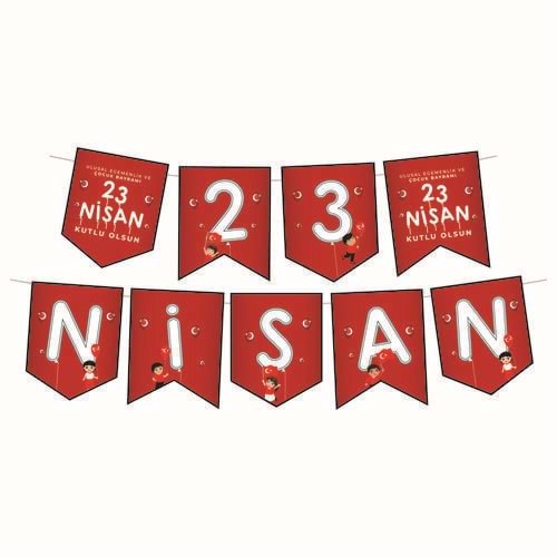 23 NİSAN-BAYRAK BANNER ZİKZAK EKO.PKT*10