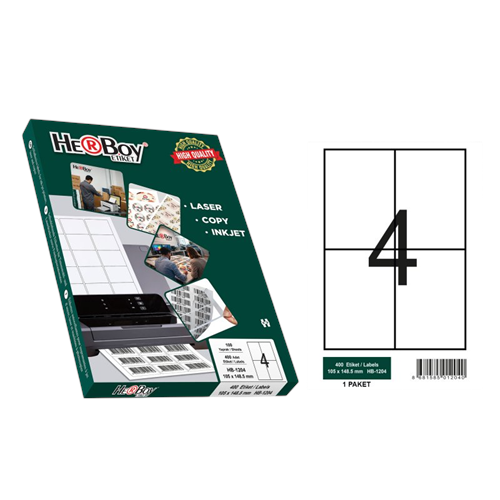 ETİKET-A4 LASER HB-1004 PKT*100 1/4