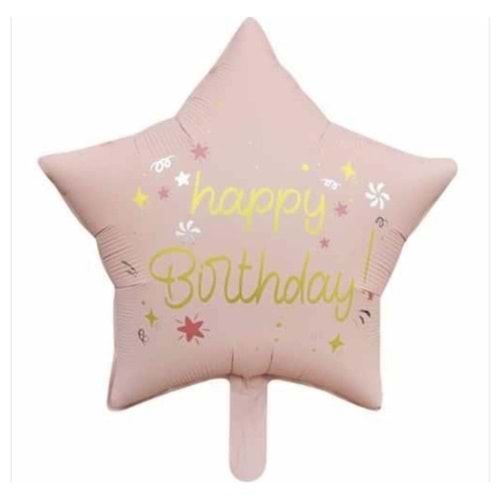 BALON FOLYO YILDIZ-HAPPY BRITHDAY*PEMBE