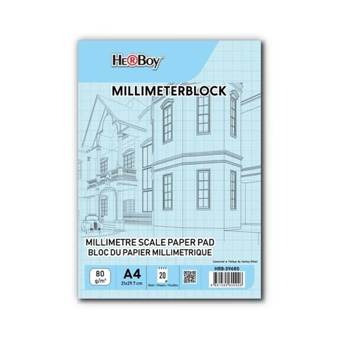 MİLİMETRİK A4 DİK BLOK-HERBOY 80GR. 20YP*MAVİ