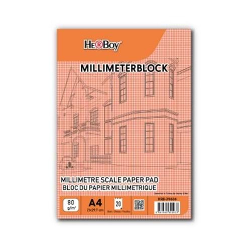 MİLİMETRİK A4 DİK BLOK-HERBOY 80GR. 20YP*KIRMIZI