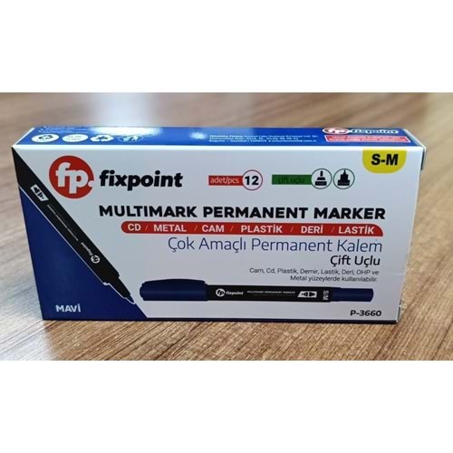 ASETAT KALEMİ-ÇİFT UÇLU S/M PKT*12-MAVİ