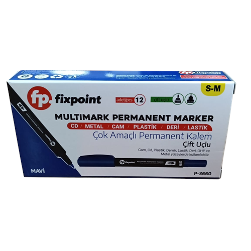 ASETAT KALEMİ-ÇİFT UÇLU S/M PKT*12-MAVİ