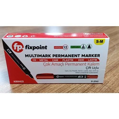 ASETAT KALEMİ-ÇİFT UÇLU S/M PKT*12-KIRMIZI