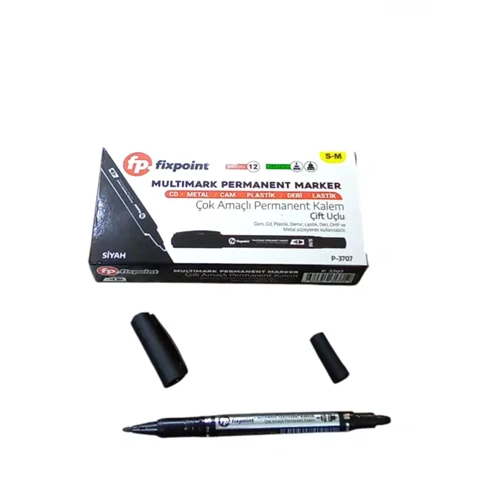 ASETAT KALEMİ-ÇİFT UÇLU S/M PKT*12-SİYAH
