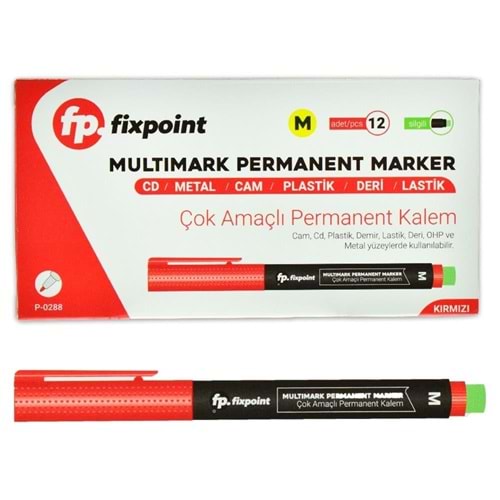 ASETAT KALEMİ-SİLGİLİ P-0288 PKT*12 M-KIRMIZI