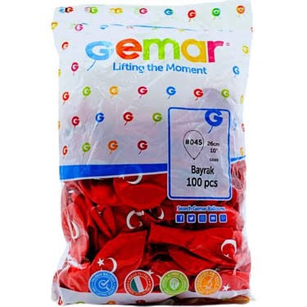 BALON-BAYRAK BASKILI GEMAR PKT*100