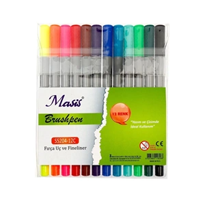 BRUSHPEN-MASİS FIRÇA UÇ+FİNELİNER PVC PKT*12