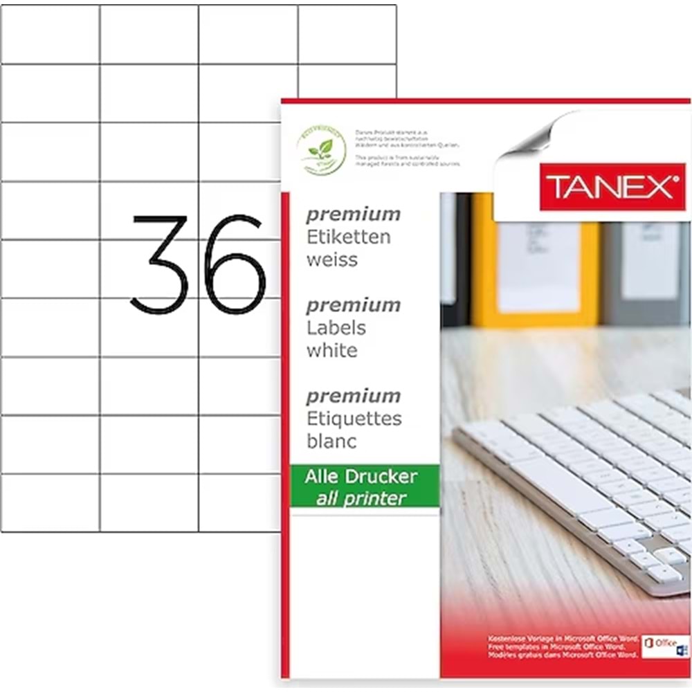 ETİKET-A4 LASER TW-2035 1/36 PKT*100