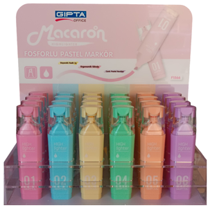 FOSFORLU KALEM-GIPTA MACARON PASTEL PKT*36 STANDLI