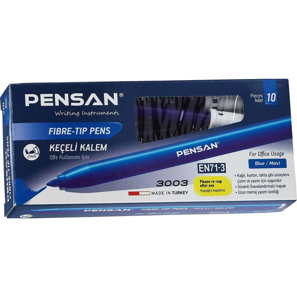 KEÇELİ KALEM-PENSAN OFİS TİP PKT*10-MAVİ