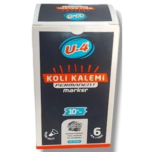 KOLİ KALEM-U-4 KESİK UÇ 6MM.PKT*10-SİYAH