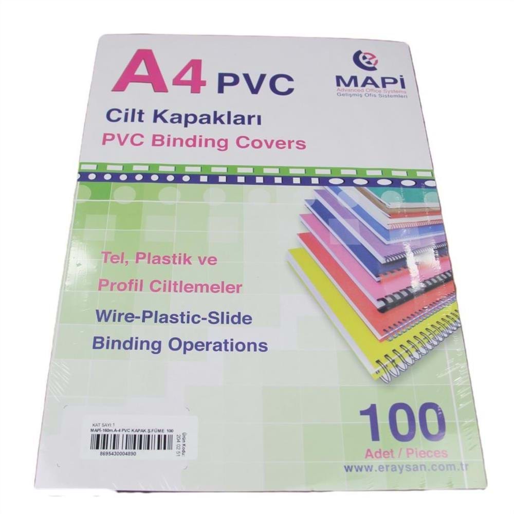 PVC CİLT KAPAK-A4 MAPİ PKT*100-ŞEFFAF