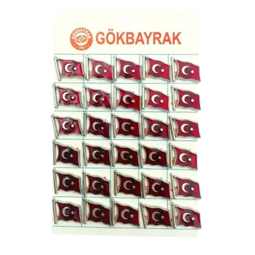 ROZET-YAKA-TÜRK BAYRAKLI DALGALI PKT*30